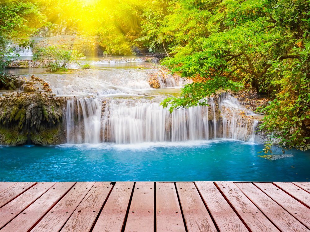 Foto-Teppich konfigurieren - Steg und Wasserfall - La-Melle.de