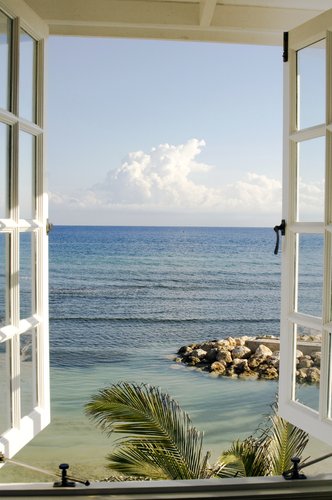 Foto-Lamellenvorhang - Fenster zum Paradies (von shotshop - Katja Sucker)